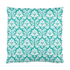 Turquoise Damask Pattern Standard Cushion Case (Two Sides) from ArtsNow.com Back