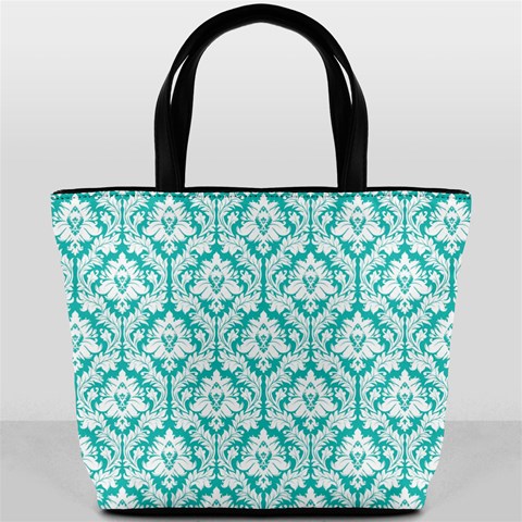 Turquoise Damask Pattern Bucket Bag from ArtsNow.com Front