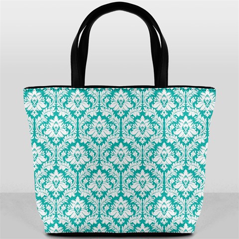 Turquoise Damask Pattern Bucket Bag from ArtsNow.com Back