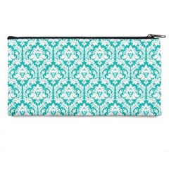 Turquoise Damask Pattern Pencil Case from ArtsNow.com Back