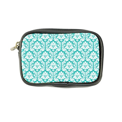 Turquoise Damask Pattern Coin Purse from ArtsNow.com Front