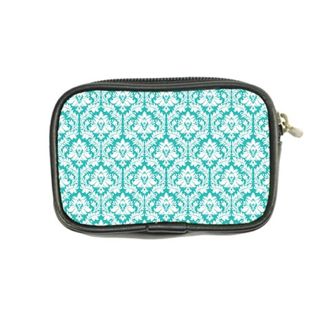 Turquoise Damask Pattern Coin Purse from ArtsNow.com Back