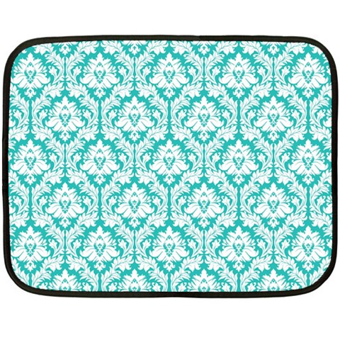 Turquoise Damask Pattern Double Sided Fleece Blanket (Mini) from ArtsNow.com 35 x27  Blanket Back