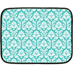 Turquoise Damask Pattern Double Sided Fleece Blanket (Mini) from ArtsNow.com 35 x27  Blanket Back