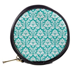 Turquoise Damask Pattern Mini Makeup Bag from ArtsNow.com Back