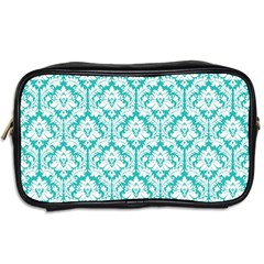 Turquoise Damask Pattern Toiletries Bag (Two Sides) from ArtsNow.com Back