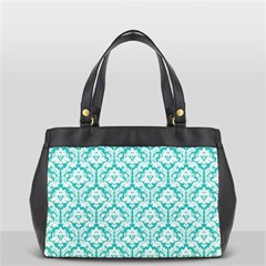 Turquoise Damask Pattern Oversize Office Handbag (2 Sides) from ArtsNow.com Front