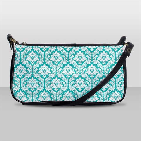 Turquoise Damask Pattern Shoulder Clutch Bag from ArtsNow.com Front