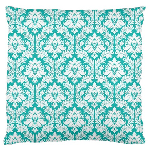 Turquoise Damask Pattern Large Cushion Case (One Side) from ArtsNow.com Front