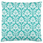 Turquoise Damask Pattern Large Cushion Case (Two Sides)