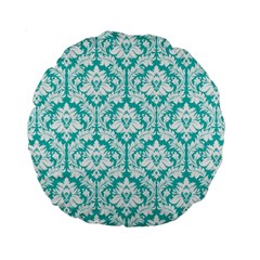 Turquoise Damask Pattern Standard 15  Premium Round Cushion  from ArtsNow.com Front