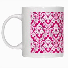 White On Hot Pink Damask White Coffee Mug from ArtsNow.com Left