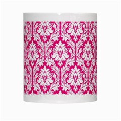 White On Hot Pink Damask White Coffee Mug from ArtsNow.com Center