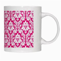 White On Hot Pink Damask White Coffee Mug from ArtsNow.com Right