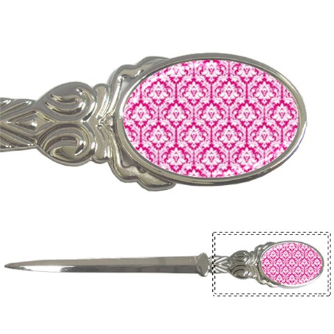 White On Hot Pink Damask Letter Opener from ArtsNow.com Front