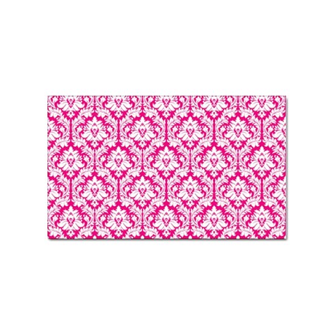 White On Hot Pink Damask Sticker (Rectangle) from ArtsNow.com Front