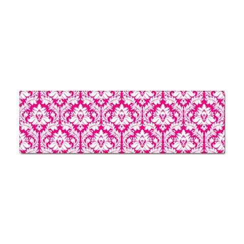 White On Hot Pink Damask Bumper Sticker from ArtsNow.com Front