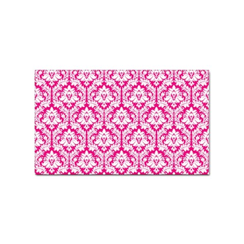 White On Hot Pink Damask Sticker 100 Pack (Rectangle) from ArtsNow.com Front