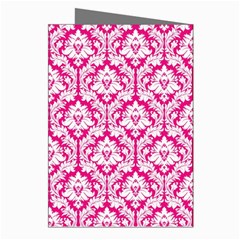 White On Hot Pink Damask Greeting Card (8 Pack) from ArtsNow.com Right