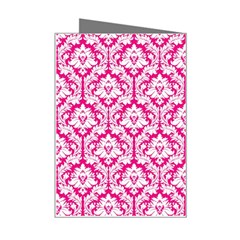 White On Hot Pink Damask Mini Greeting Card from ArtsNow.com Right