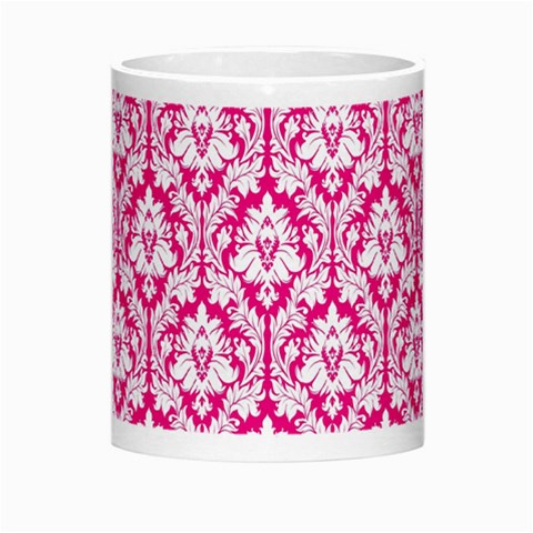 White On Hot Pink Damask Morph Mug from ArtsNow.com Center