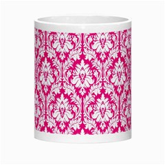 White On Hot Pink Damask Morph Mug from ArtsNow.com Center