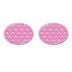 White On Hot Pink Damask Cufflinks (Oval)