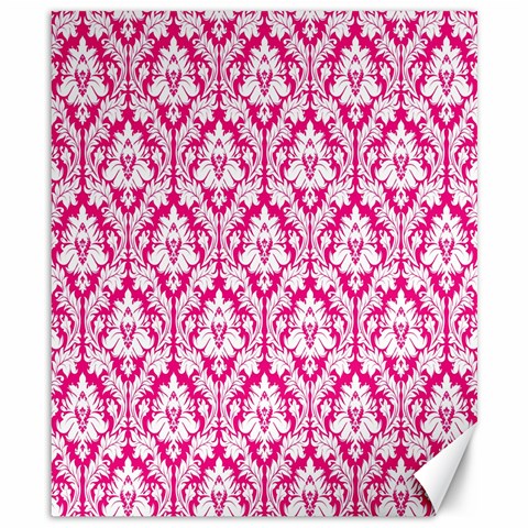 White On Hot Pink Damask Canvas 8  x 10  (Unframed) from ArtsNow.com 8.15 x9.66  Canvas - 1