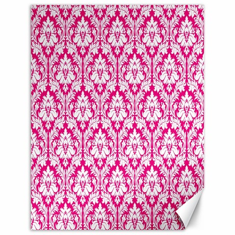 White On Hot Pink Damask Canvas 12  x 16  (Unframed) from ArtsNow.com 11.86 x15.41  Canvas - 1