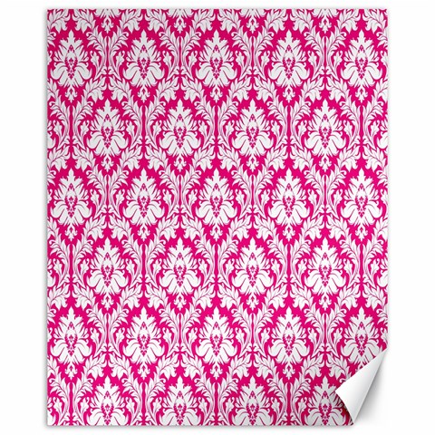 White On Hot Pink Damask Canvas 16  x 20  (Unframed) from ArtsNow.com 15.75 x19.29  Canvas - 1