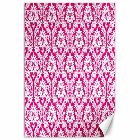 White On Hot Pink Damask Canvas 20  x 30  (Unframed) from ArtsNow.com 19.62 x28.9  Canvas - 1