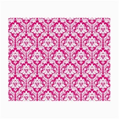 White On Hot Pink Damask Glasses Cloth (Small, Two Sided) from ArtsNow.com Front