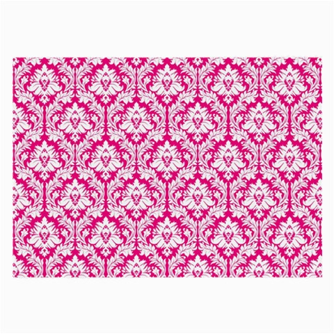 White On Hot Pink Damask Glasses Cloth (Large) from ArtsNow.com Front