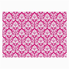 White On Hot Pink Damask Glasses Cloth (Large, Two Sided) from ArtsNow.com Front