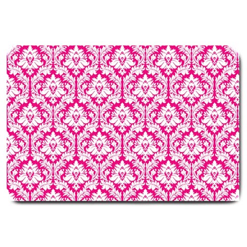 White On Hot Pink Damask Large Door Mat from ArtsNow.com 30 x20  Door Mat