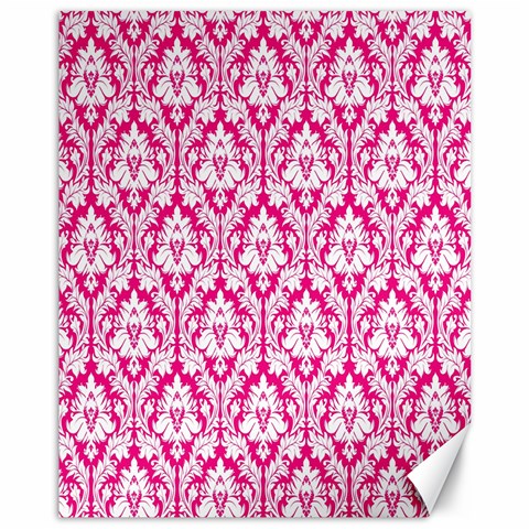 White On Hot Pink Damask Canvas 11  x 14  (Unframed) from ArtsNow.com 10.95 x13.48  Canvas - 1