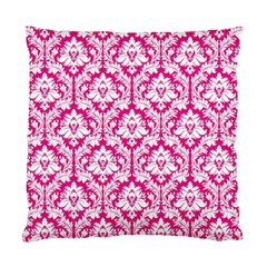 Hot Pink Damask Pattern Standard Cushion Case (Two Sides) from ArtsNow.com Front