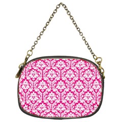 Hot Pink Damask Pattern Chain Purse (Two Sides) from ArtsNow.com Front