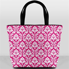 Hot Pink Damask Pattern Bucket Bag from ArtsNow.com Front