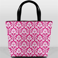 Hot Pink Damask Pattern Bucket Bag from ArtsNow.com Back