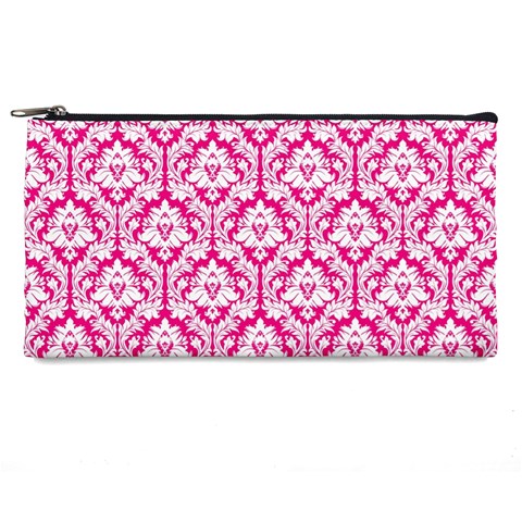 Hot Pink Damask Pattern Pencil Case from ArtsNow.com Front