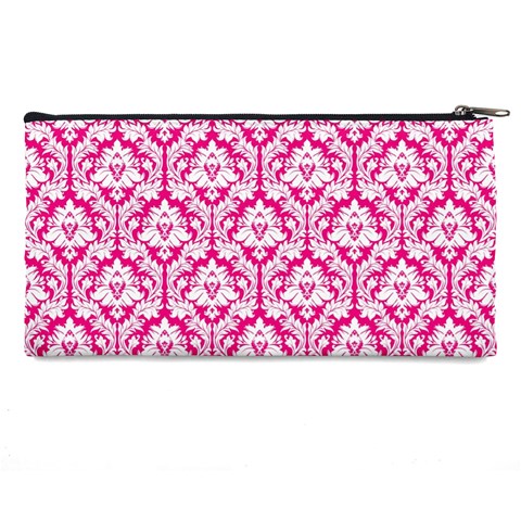 Hot Pink Damask Pattern Pencil Case from ArtsNow.com Back