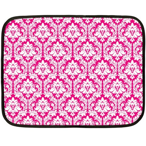 Hot Pink Damask Pattern Double Sided Fleece Blanket (Mini) from ArtsNow.com 35 x27  Blanket Back