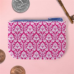 Hot Pink Damask Pattern Mini Coin Purse from ArtsNow.com Back