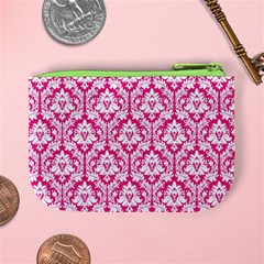 Hot Pink Damask Pattern Mini Coin Purse from ArtsNow.com Back