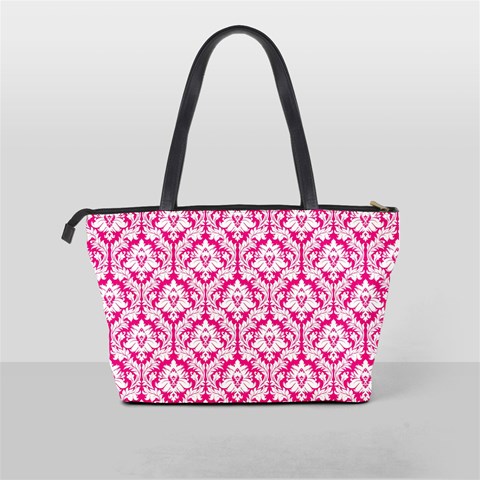 Hot Pink Damask Pattern Classic Shoulder Handbag from ArtsNow.com Back