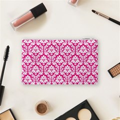 Hot Pink Damask Pattern Cosmetic Bag (Small) from ArtsNow.com Back