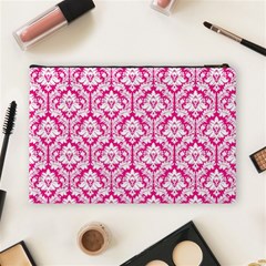 Hot Pink Damask Pattern Cosmetic Bag (Large) from ArtsNow.com Back