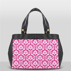 Hot Pink Damask Pattern Oversize Office Handbag (2 Sides) from ArtsNow.com Front