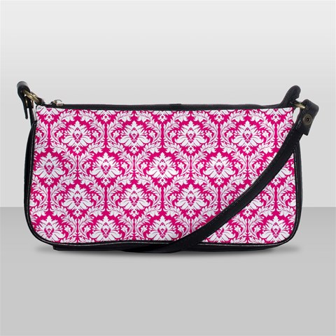 Hot Pink Damask Pattern Shoulder Clutch Bag from ArtsNow.com Front